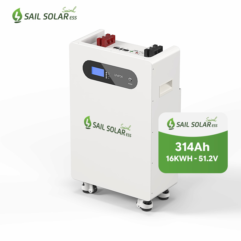 Batería de litio móvil Sail Solar de 16 kWh LiFePo4 de bajo voltaje (51,2 V, 314 Ah) para uso doméstico.